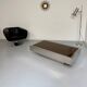 Italian coffee table in chromed metal and vintage brown glass top 70s