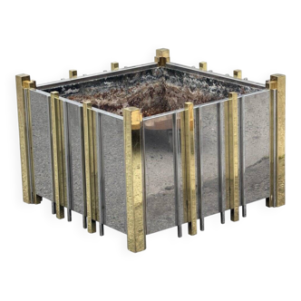 Italian planter in chrome and brass, 1970s
