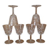 Set of 6 Arlequin red wine glasses in Reims crystal glass 1950