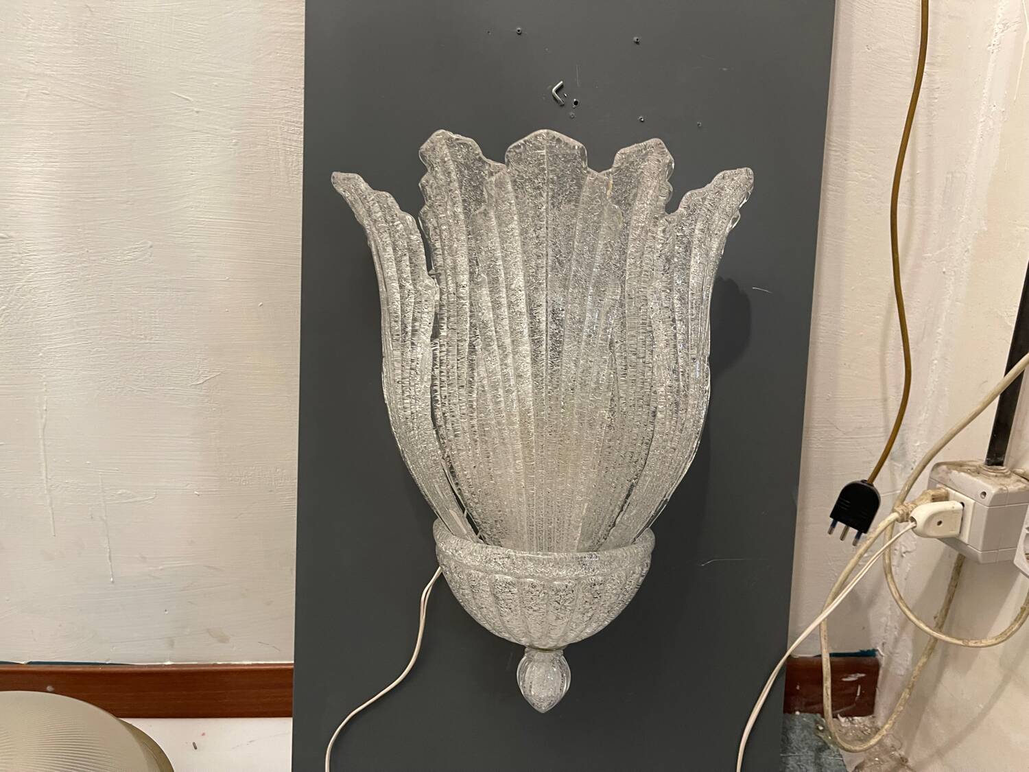 Large Venetian Murano Glass Sconces, 1980s Set of 2