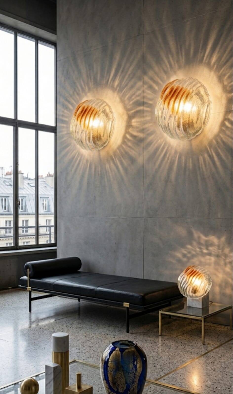1970 Mazzega pair of vintage Murano wall lights