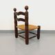 Vintage Charles Dudouyt Brutalist Low Chair in Wood and Straw, 1940s