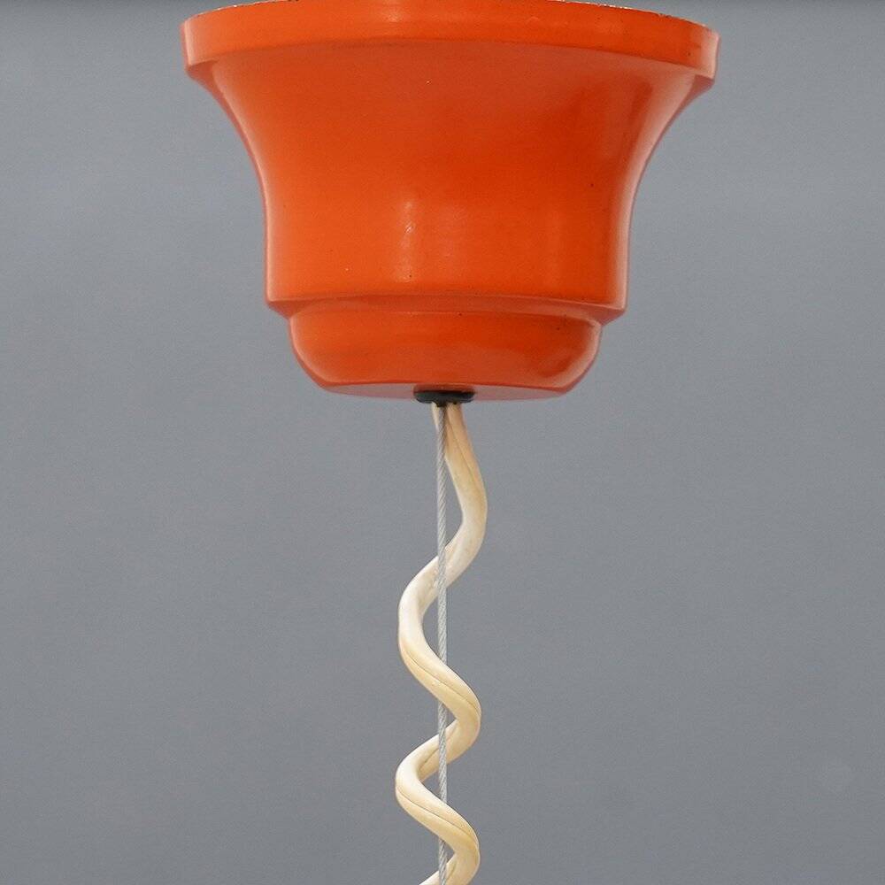 Suspended chandelier in the shape of a white glass bulb, 1970s.