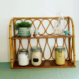 Double rattan wall shelf