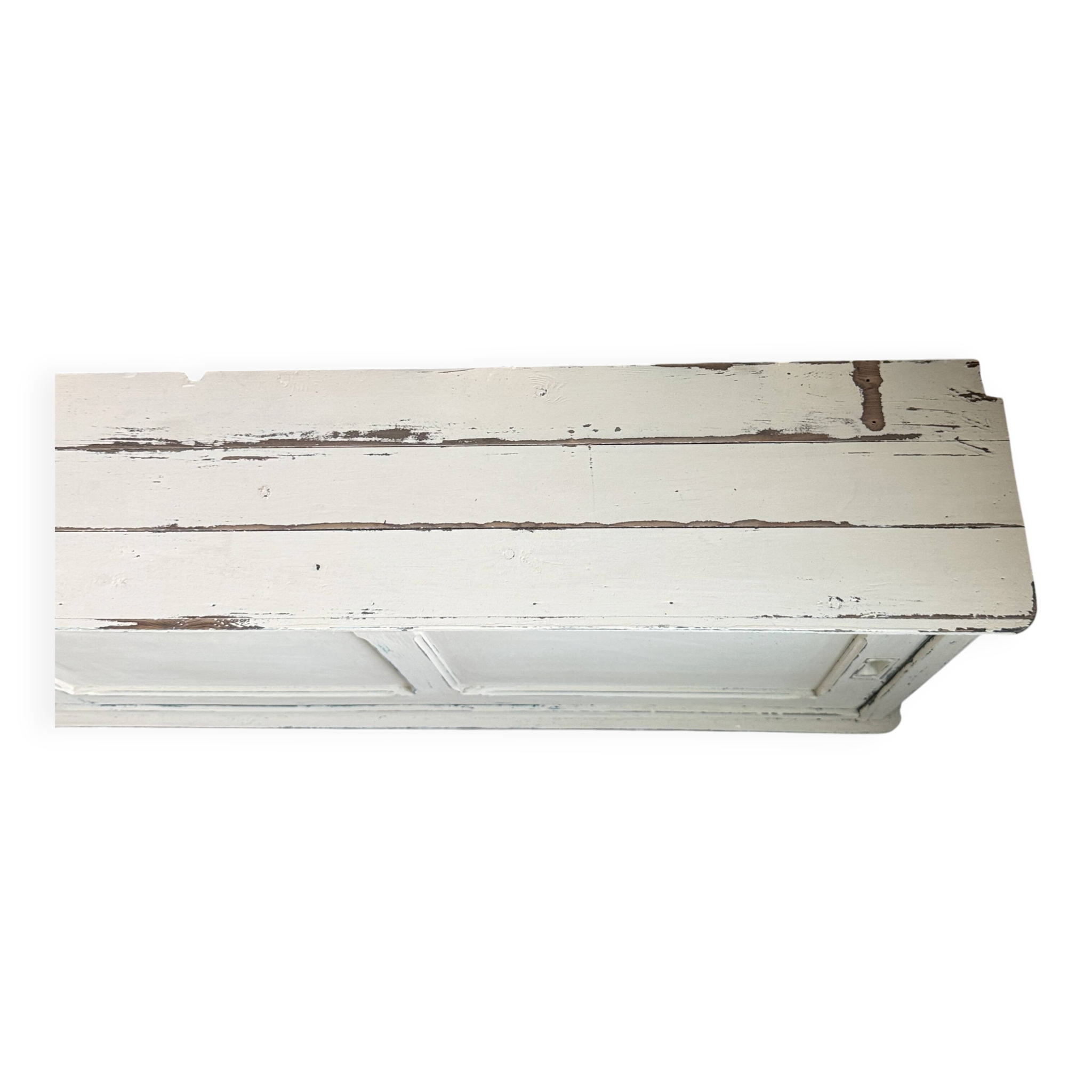 Vintage patinated work cabinet with sliding doors (renovated)