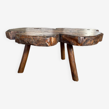 Brutalist solid wood coffee table 1950