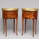 Pair of Bedside Tables / Salon in Marquetry Transition Style Louis XV/Louis XVI