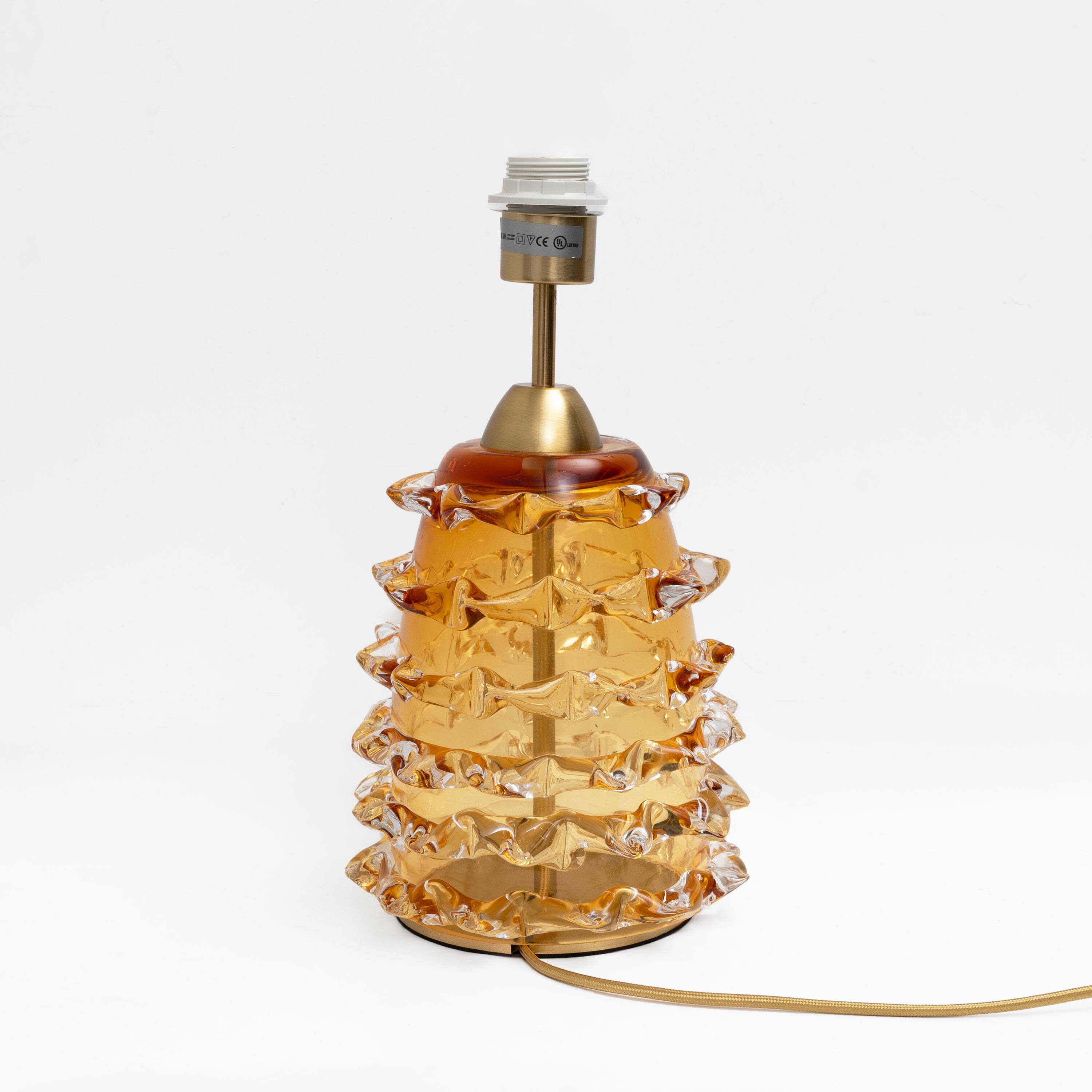 Paire de lampes de table en verre de Murano Amber Rostrato