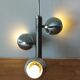 Italian chandelier with three lights in brushed aluminum 1970 "Eyeball"