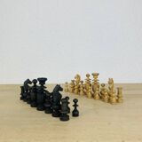 Antique turned wooden chess pieces