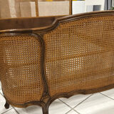 Double wicker basket in Louis XV style, 1950.