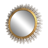 Vintage 1950s Golden Brass Sun Mirror