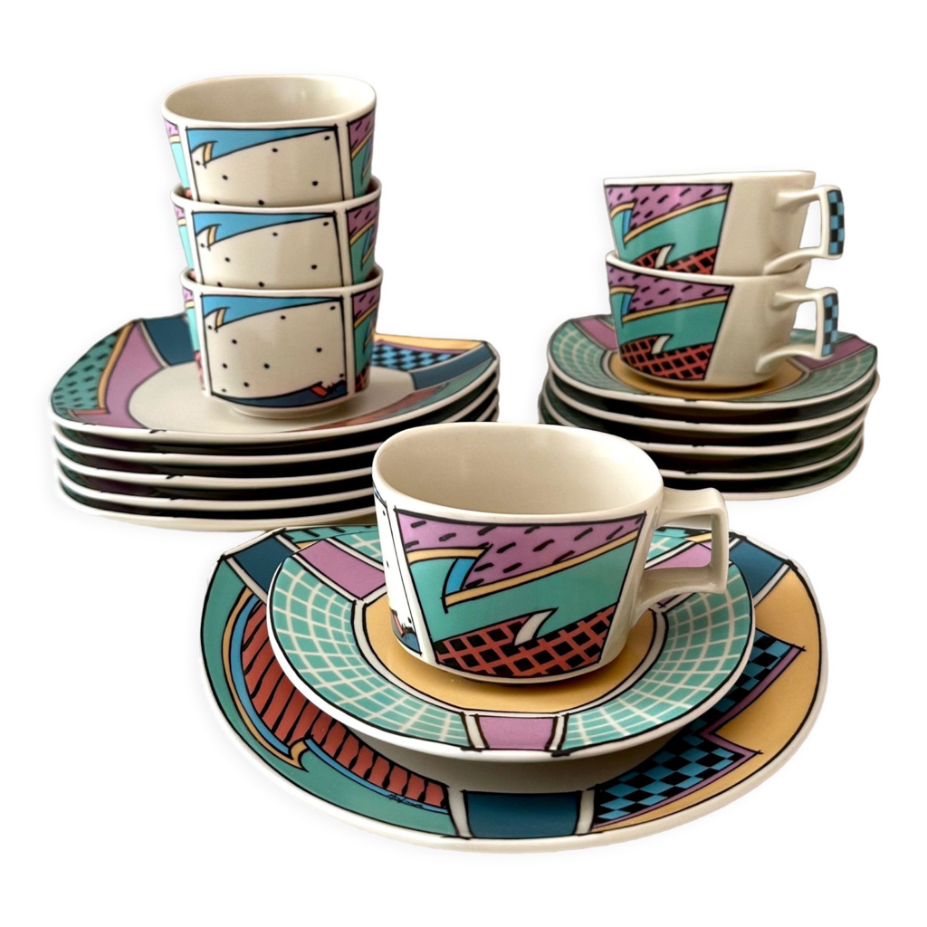Set of 6 Rosenthal Flash One porcelain coffee sets, 80s, Dorothy