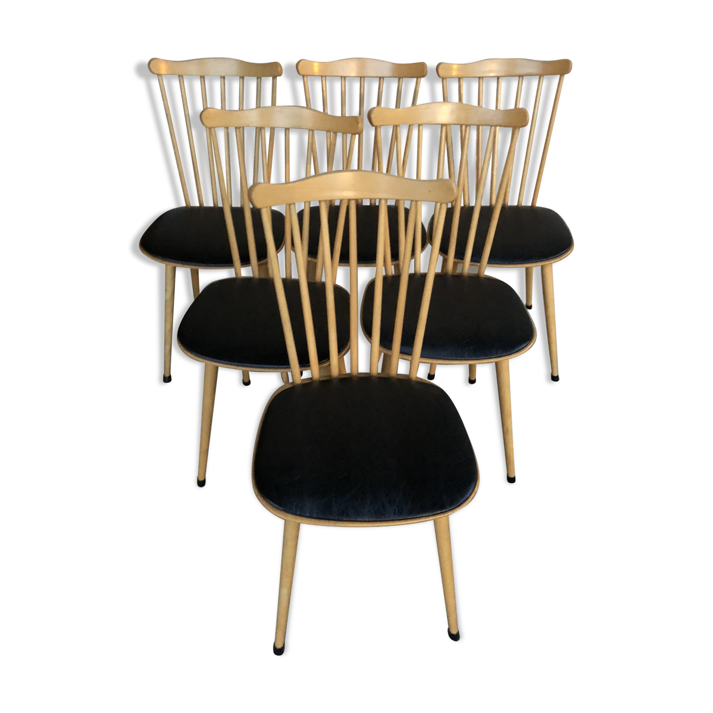 Set of 6 Baumann sitting minuet leather chair