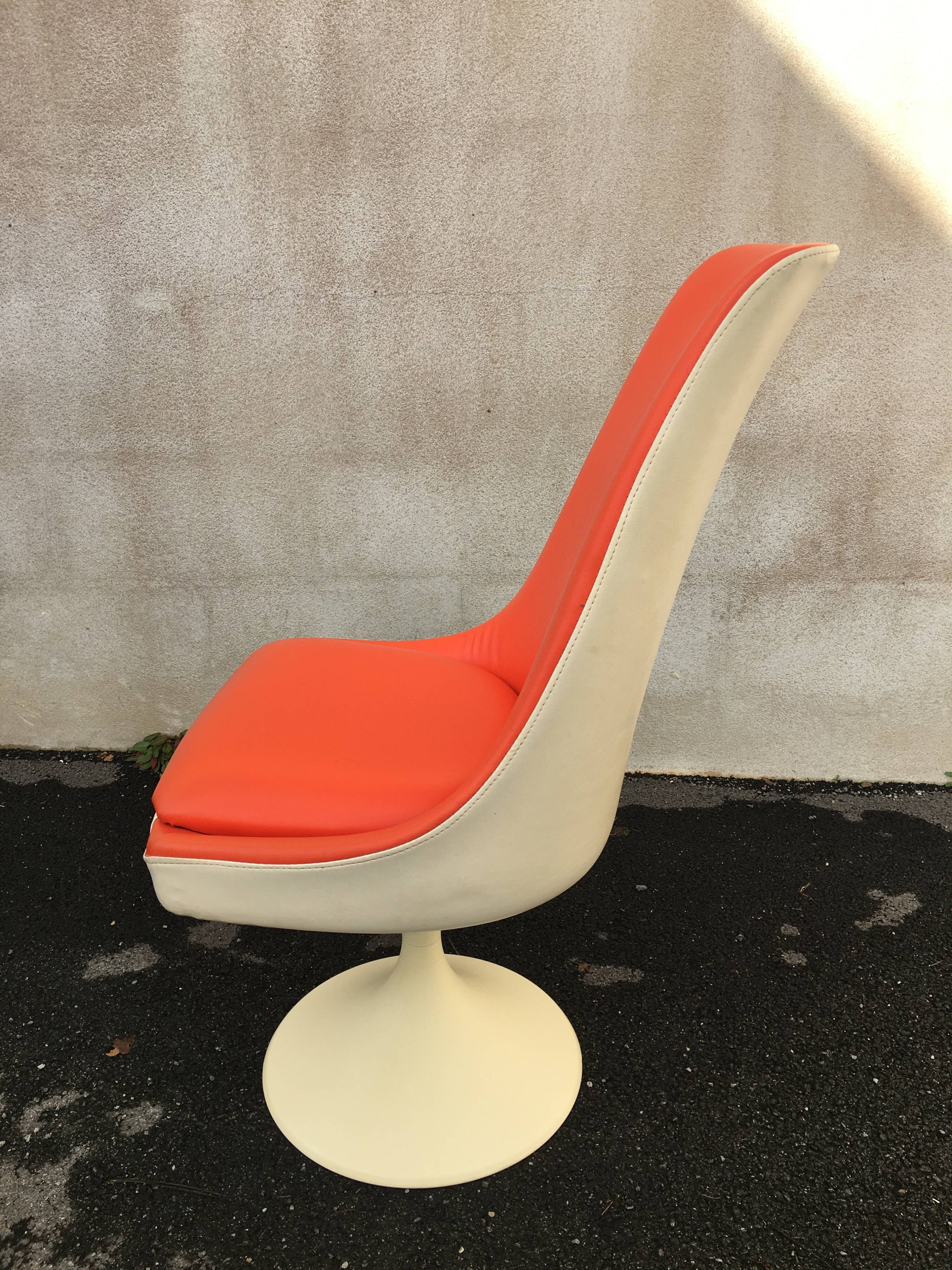 Orange tulip foot armchair