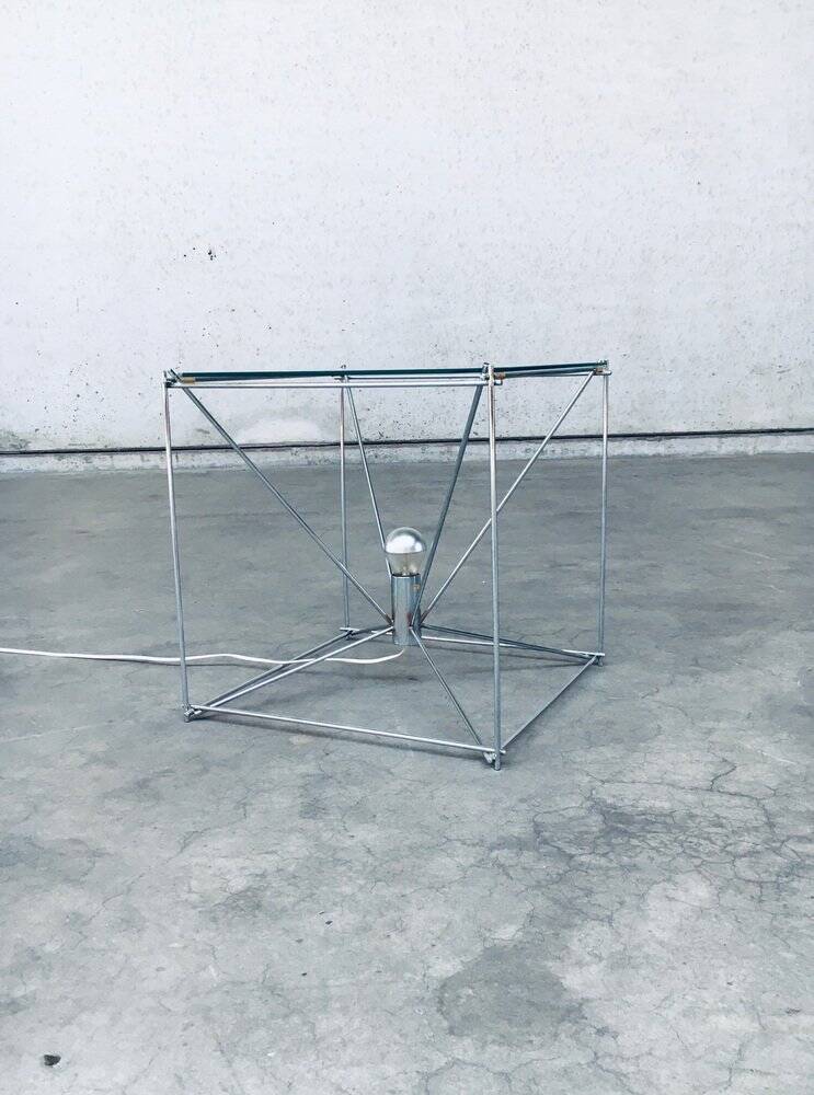 Cubist coffee table with lamp attributed to Max Sauze, France 1960s