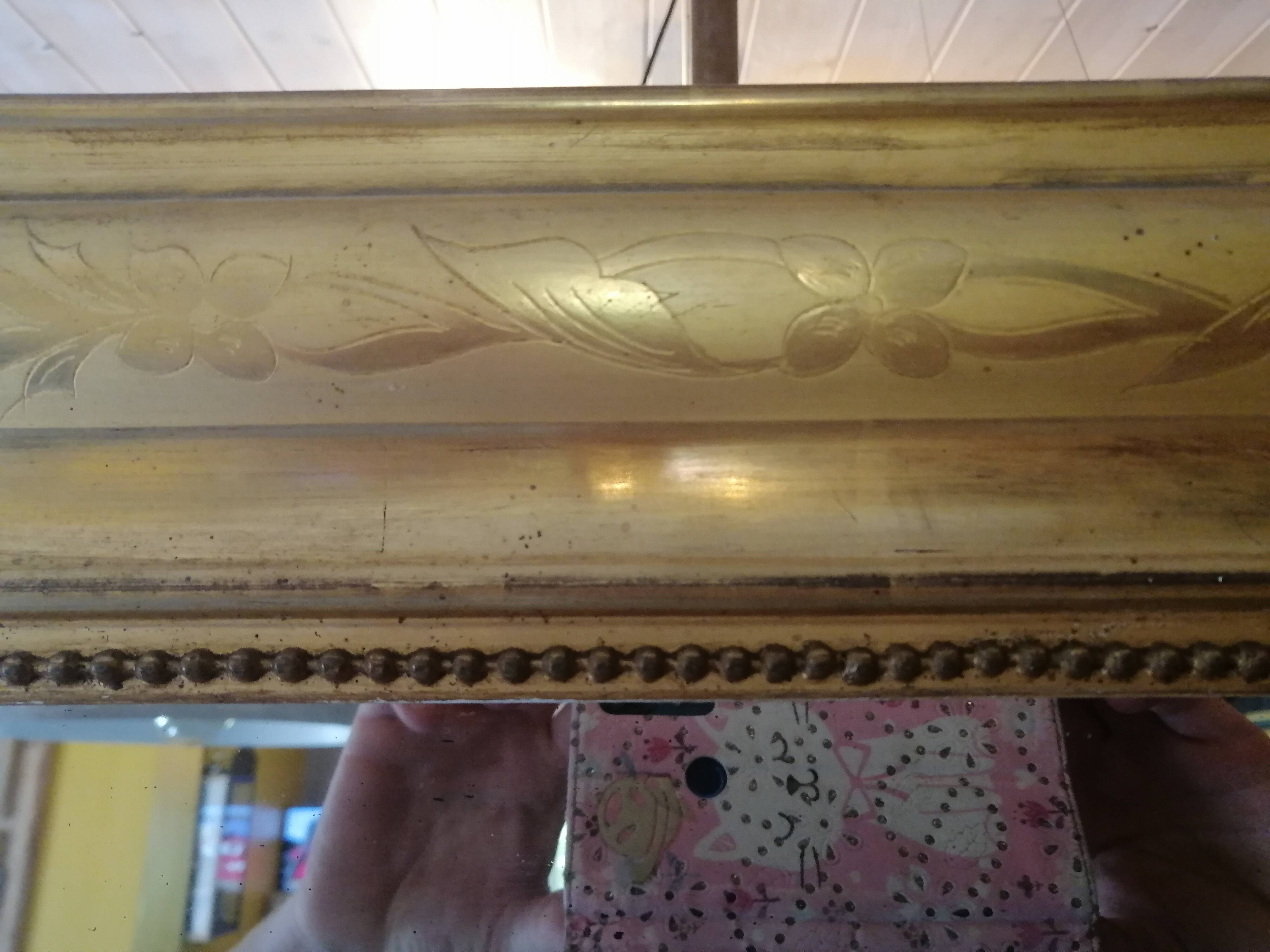 Golden wood mirror - 190x109cm