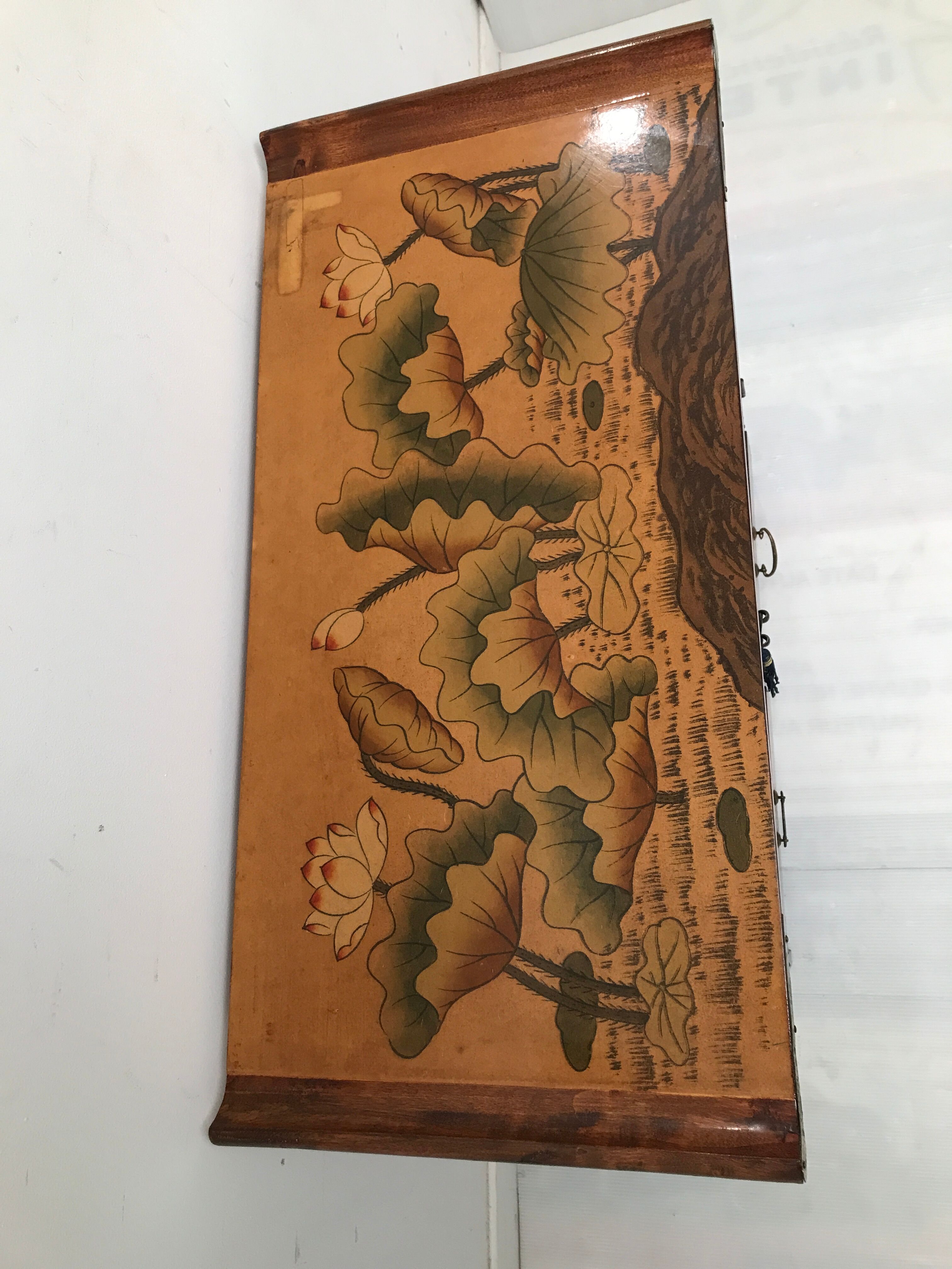 Chinese bedside table with wing top 60s-70s