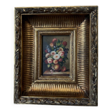 Oil on panel by B. Vogel still life 20th century gilded frame