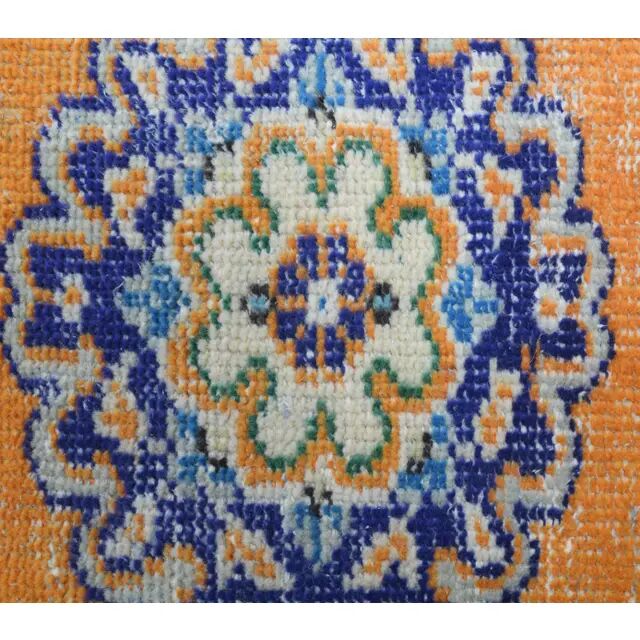 Vintage Turkish Oushak Handmade Wool Cotton Orange Runner 74x325