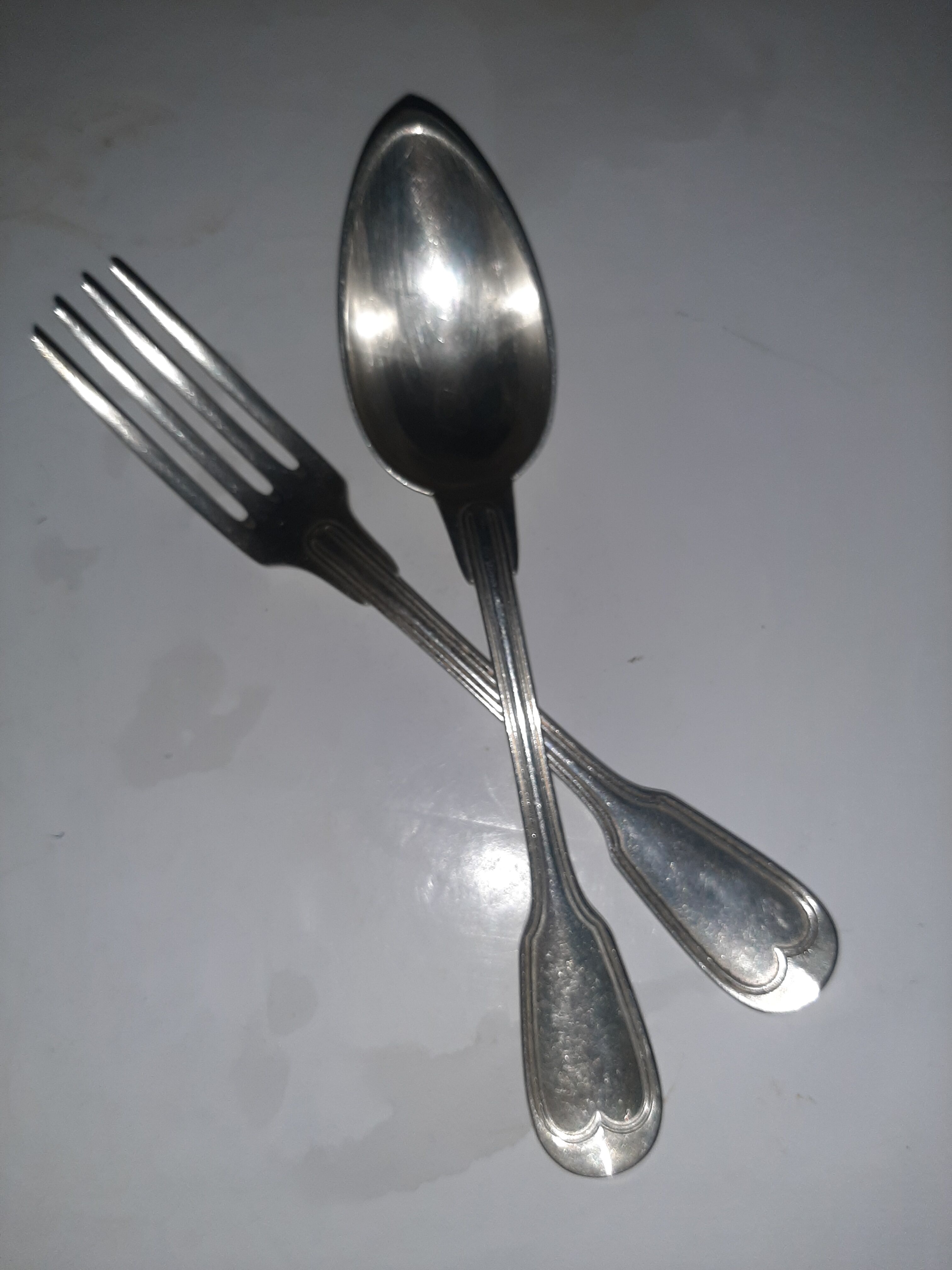 Antique silver monogram cutlery 'au filet' Christofle