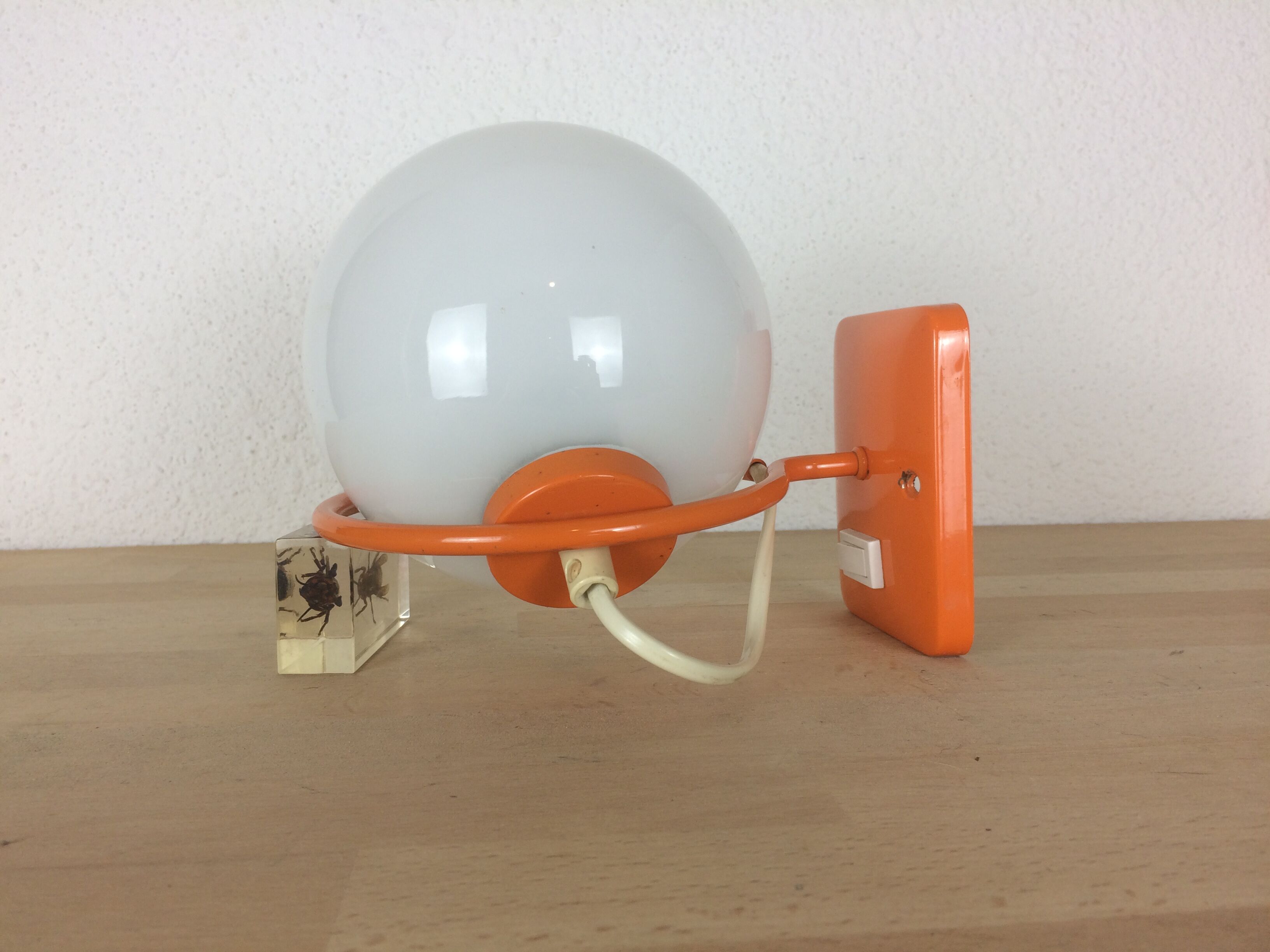 Wall light globe space age orange 70s