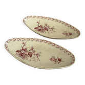 Lot de 2 raviers terre de fer rouge Gien modèle chèvrefeuille - faïenc