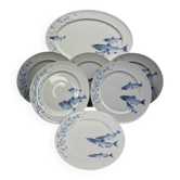 Villeroy & Boch Pescara service porcelaine poissons bleus 6 assiettes + plat