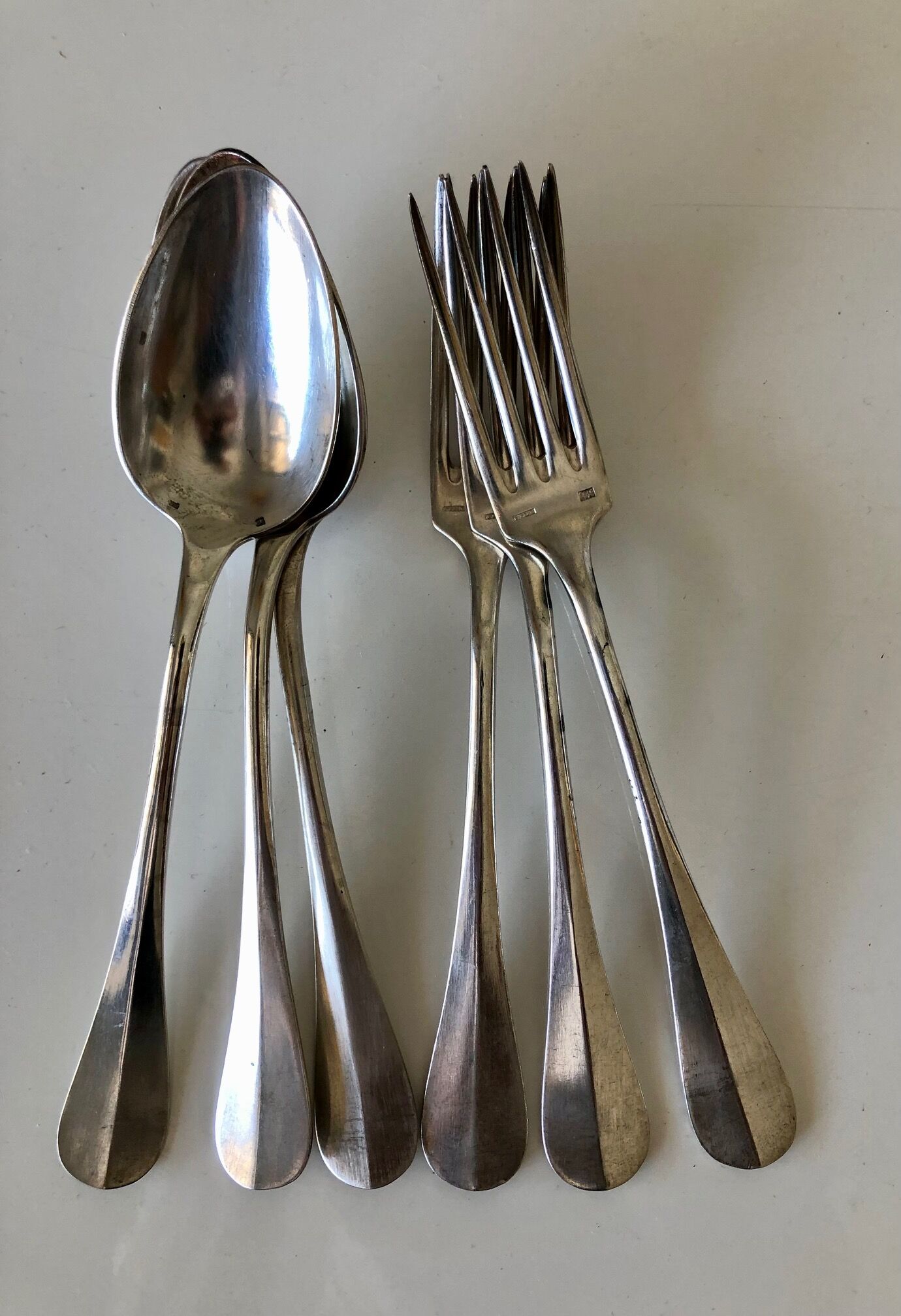 Series of 6 cutlery silver metal North Star