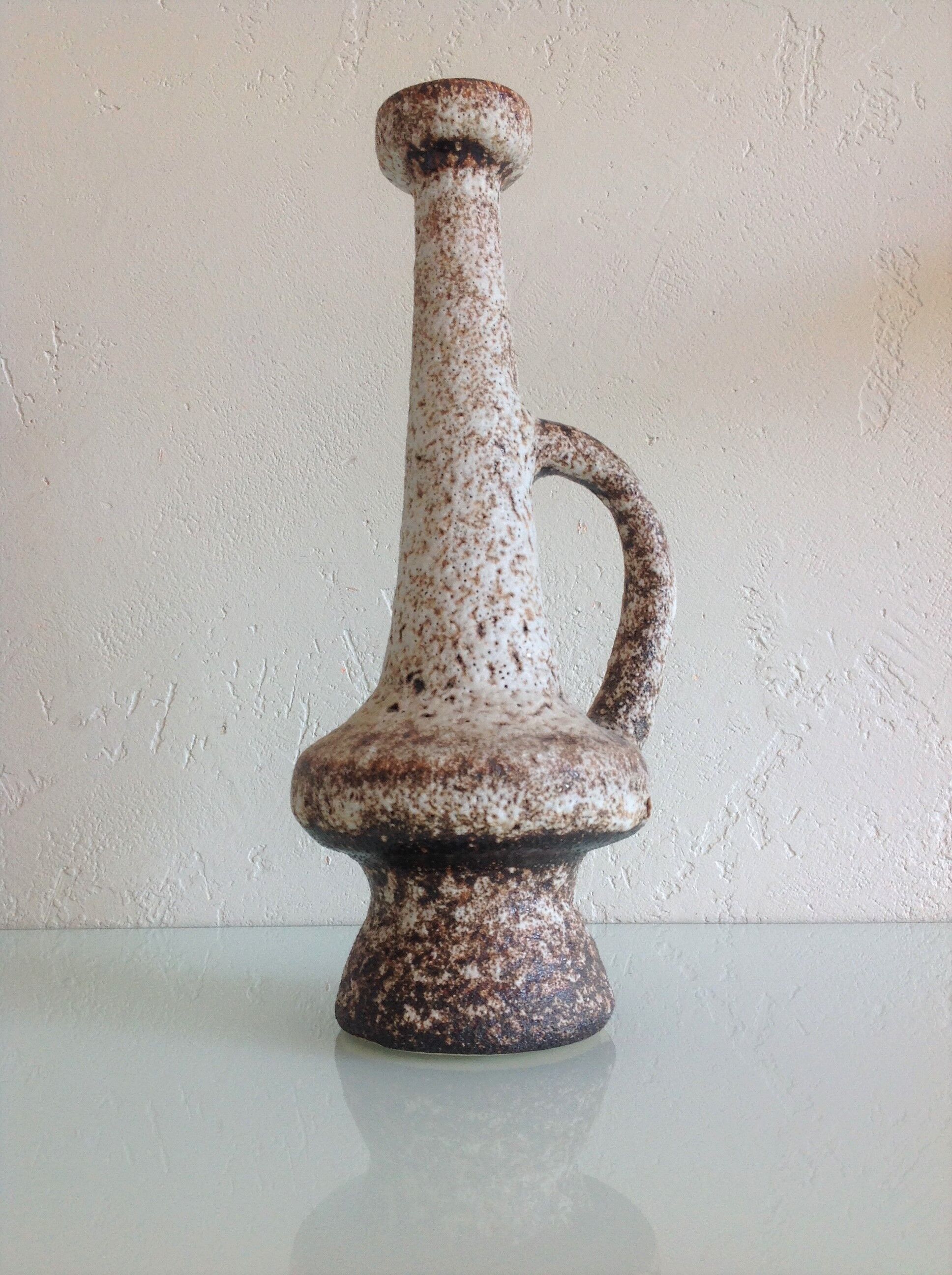 Beige soliflore vase ceramic Fat Lava / vintage 60s-70s