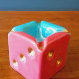 Dice-shaped ashtray in Vallauris ceramic from the 50s
