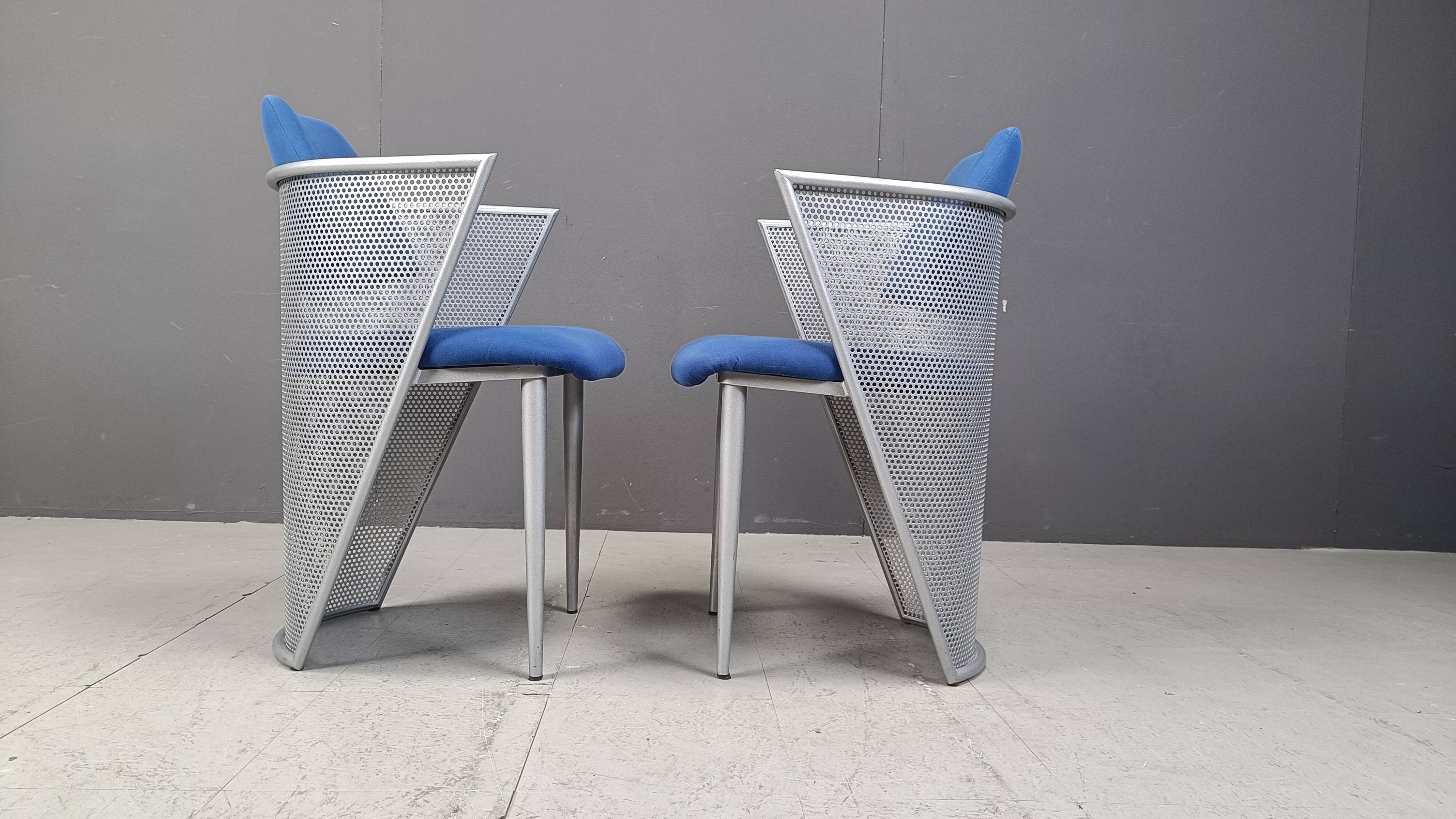 Set of 6 postmodern dining chairs, 1980s