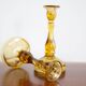 Set of two yellow glass candlesticks, Mid-Century Modern, Europe, 1960s.