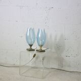 Pair of Blue Lamps edited by Rougier, France, circa 1970