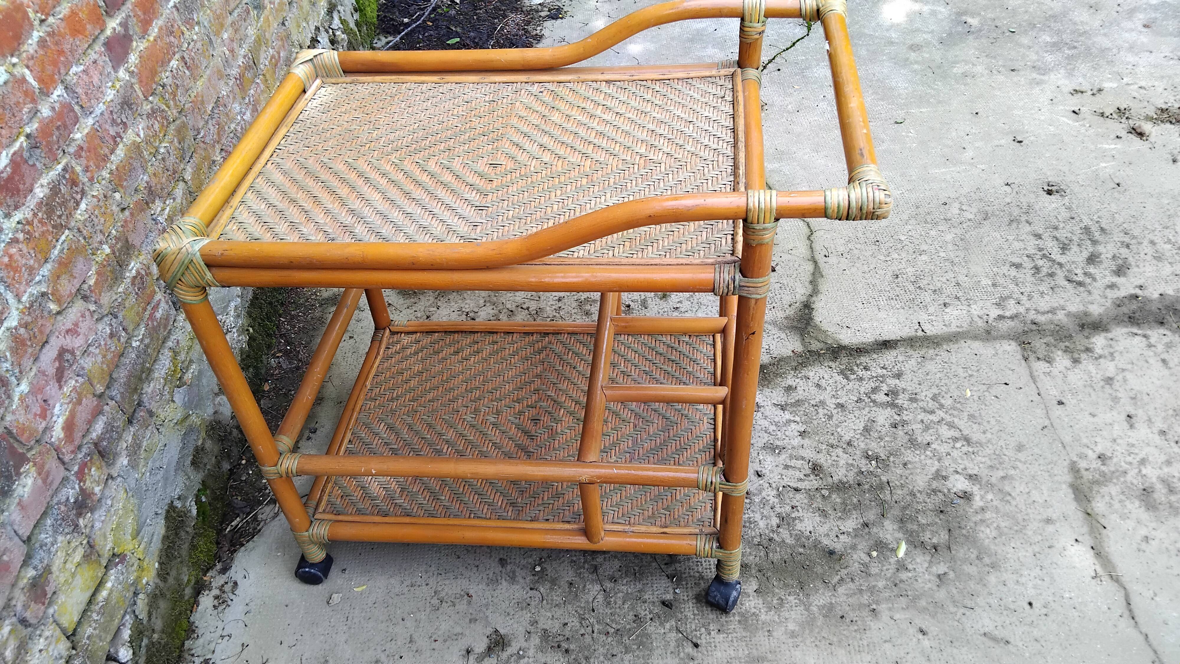 Desserte rotin vintage