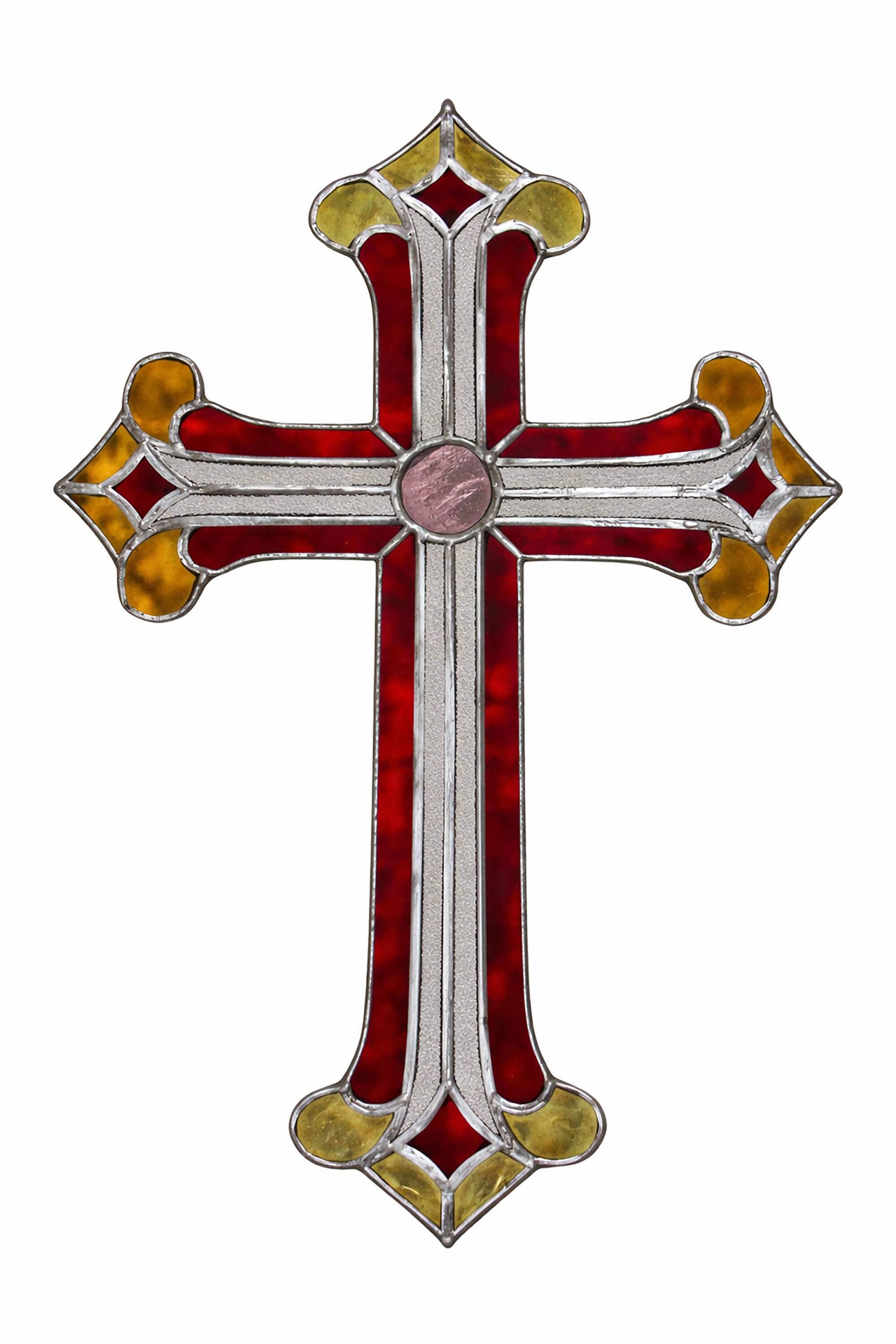 Croix en vitrail – Style Tiffany fait main, décoration murale