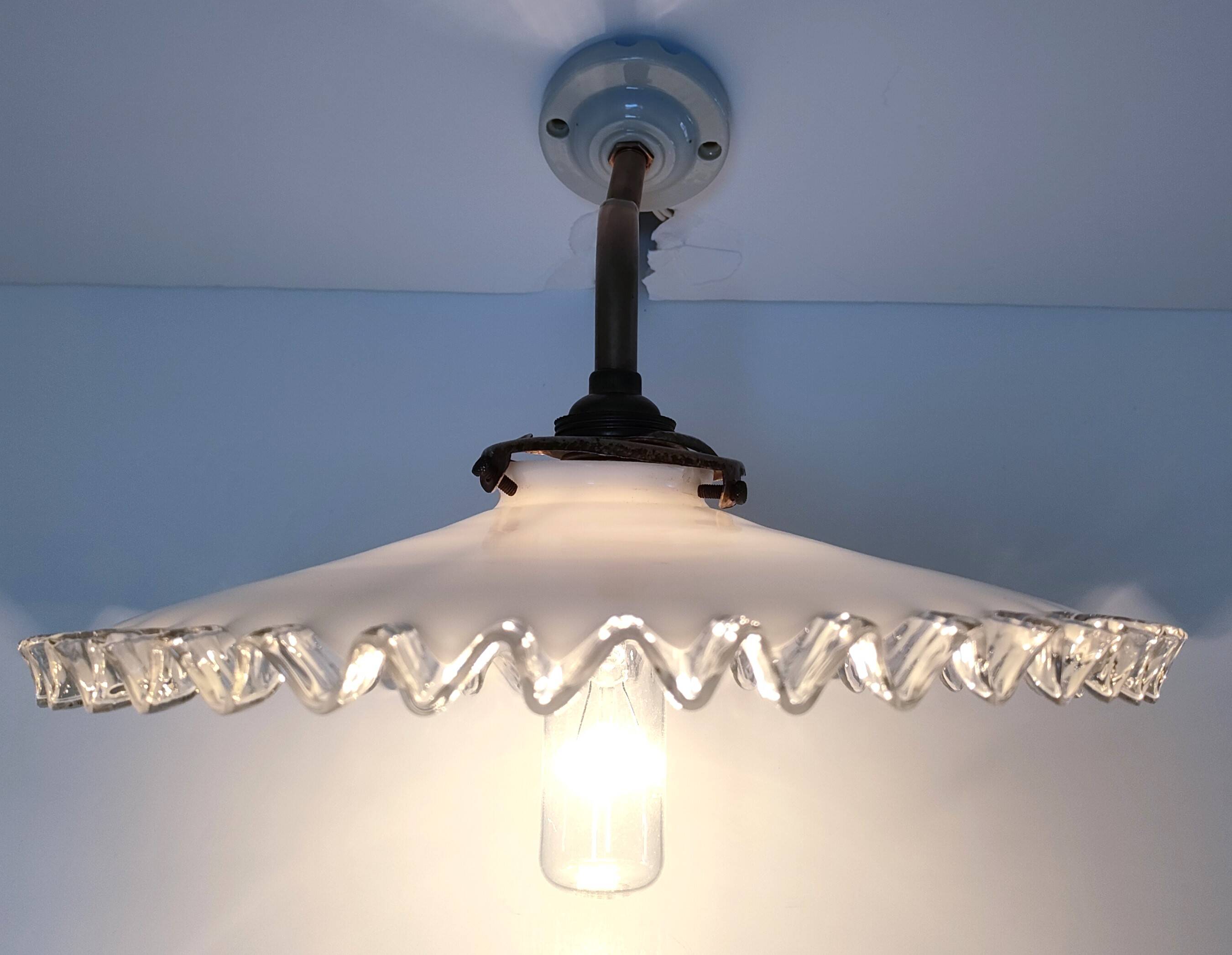 Opaline porcelain brass wall light early 20th century
