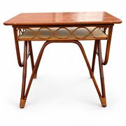 Table vintage en rotin et bambou courbé – Années 1960-1970