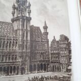 Painting lithograph engraving etching Brussels Town Hall