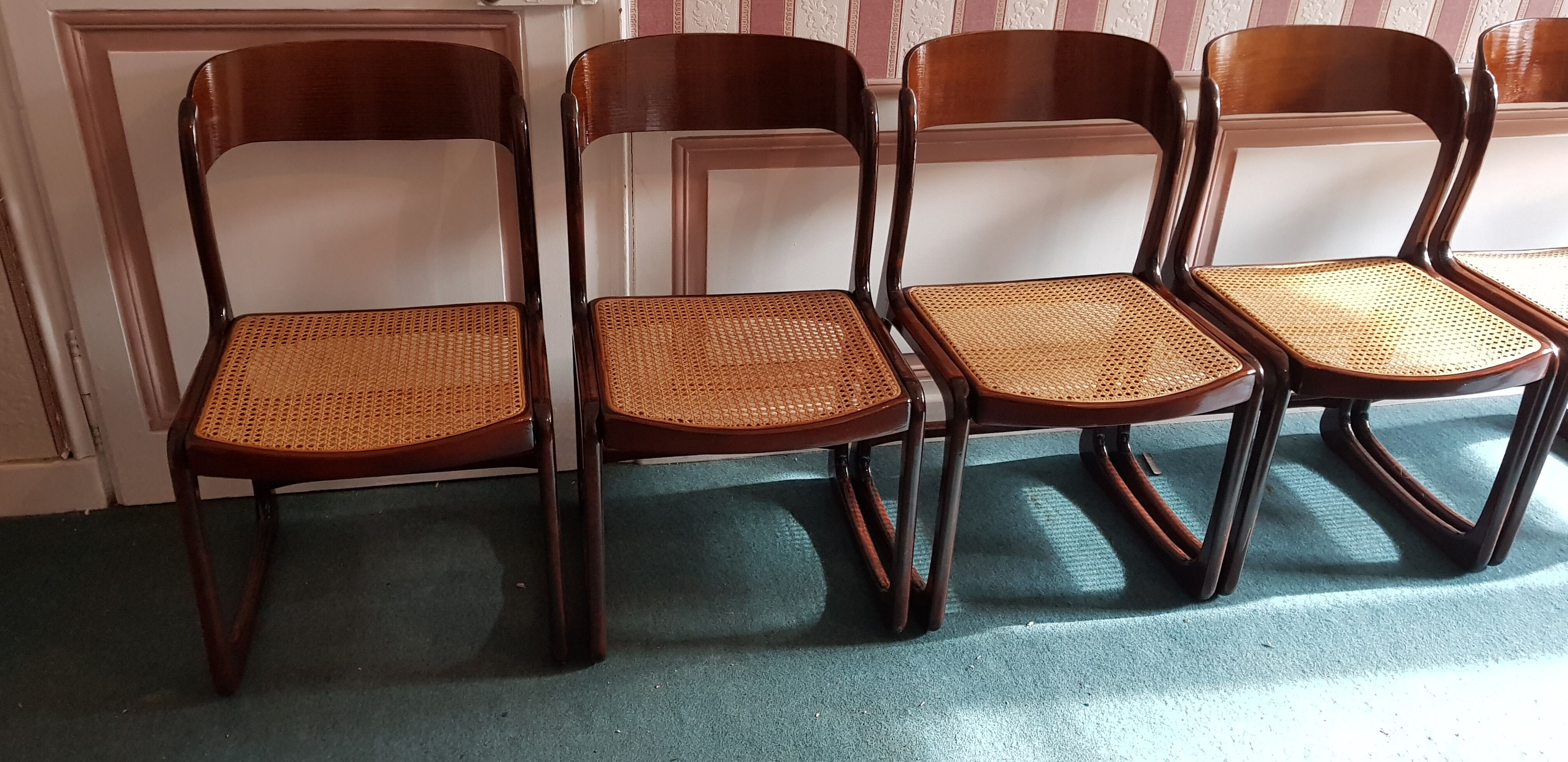 Suite of 6 chairs sleigh Baumann vintage redone