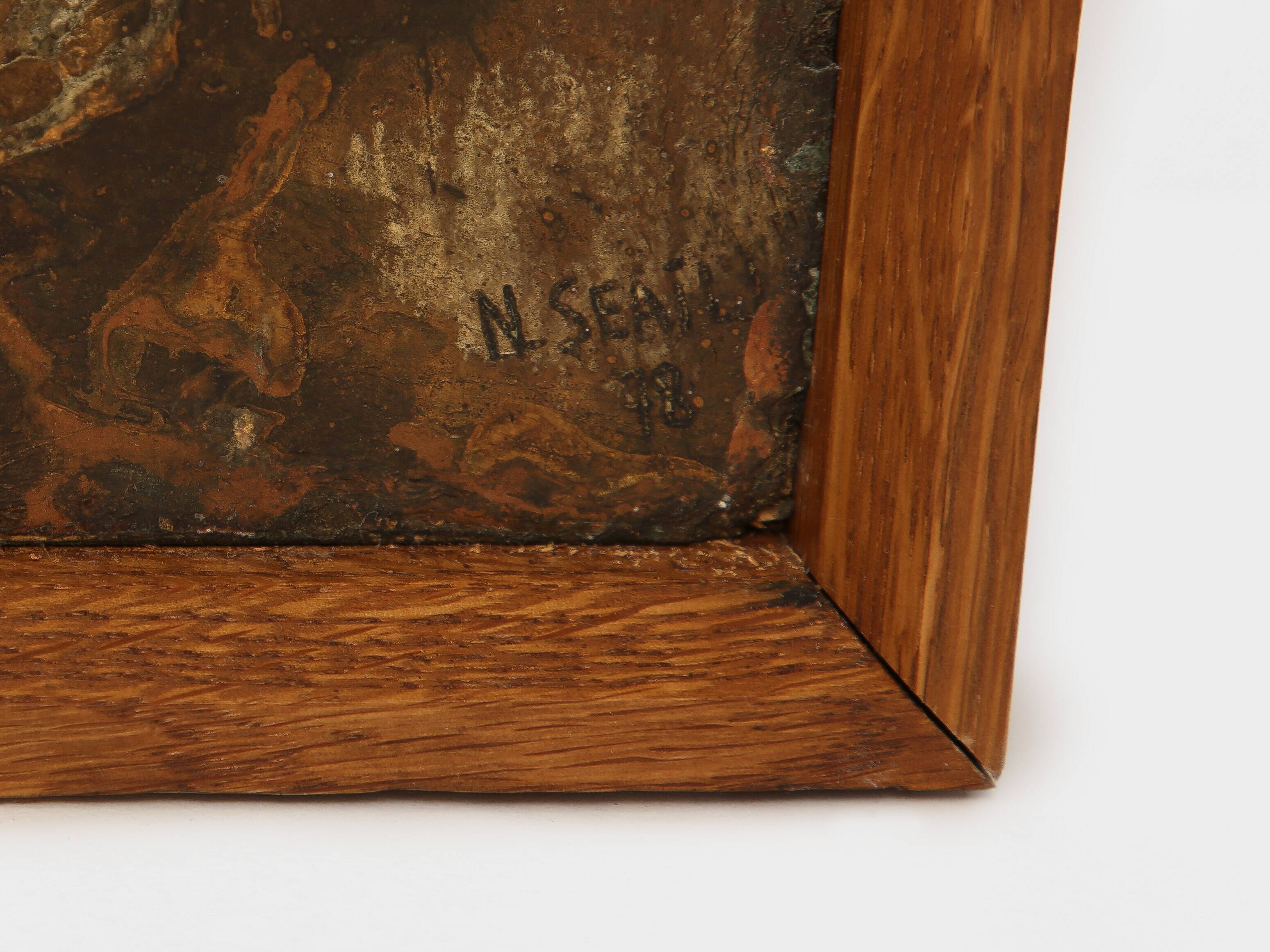 Nicolas Seailles large lacquered panels framed 1978