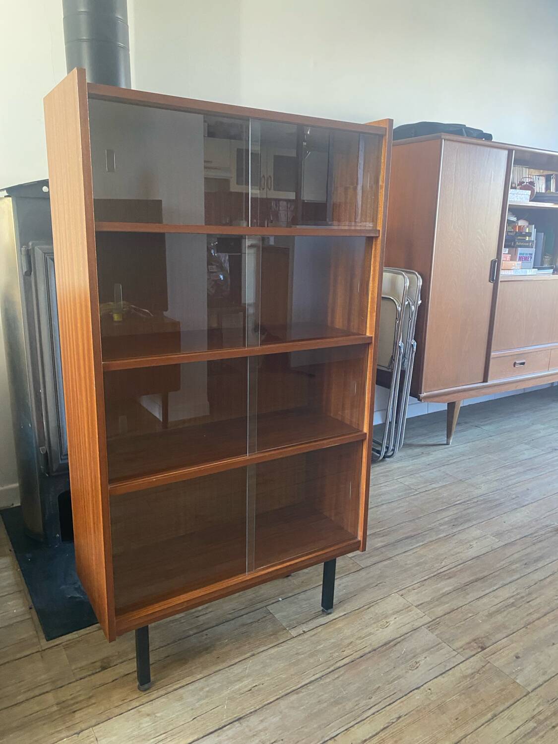 Vintage glass library from the 1960s.