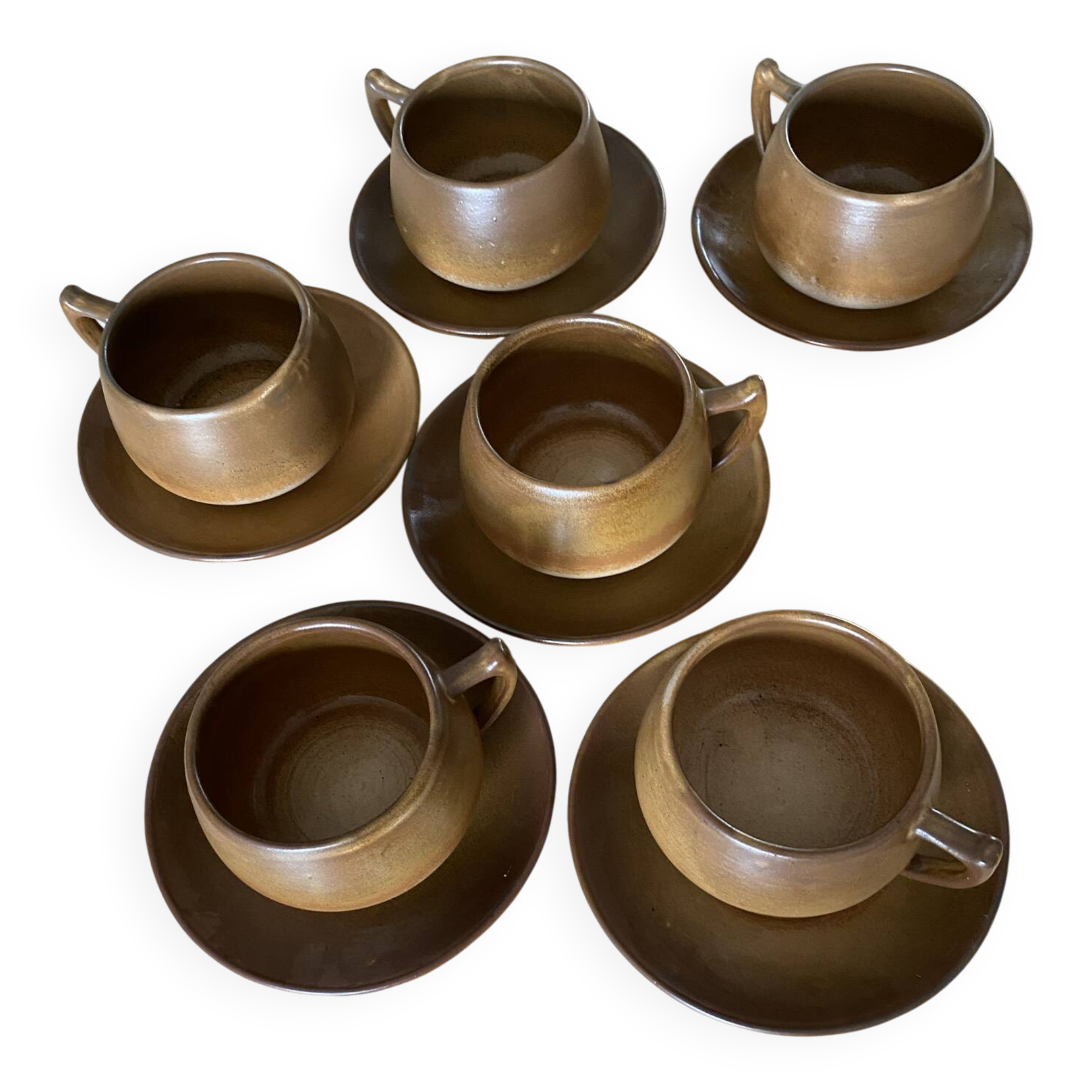 service of 6 cups and saucers HB Henriot Quimper France