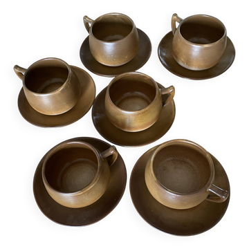 service 6 tasses et sous tassesHB Henriot Quimper France