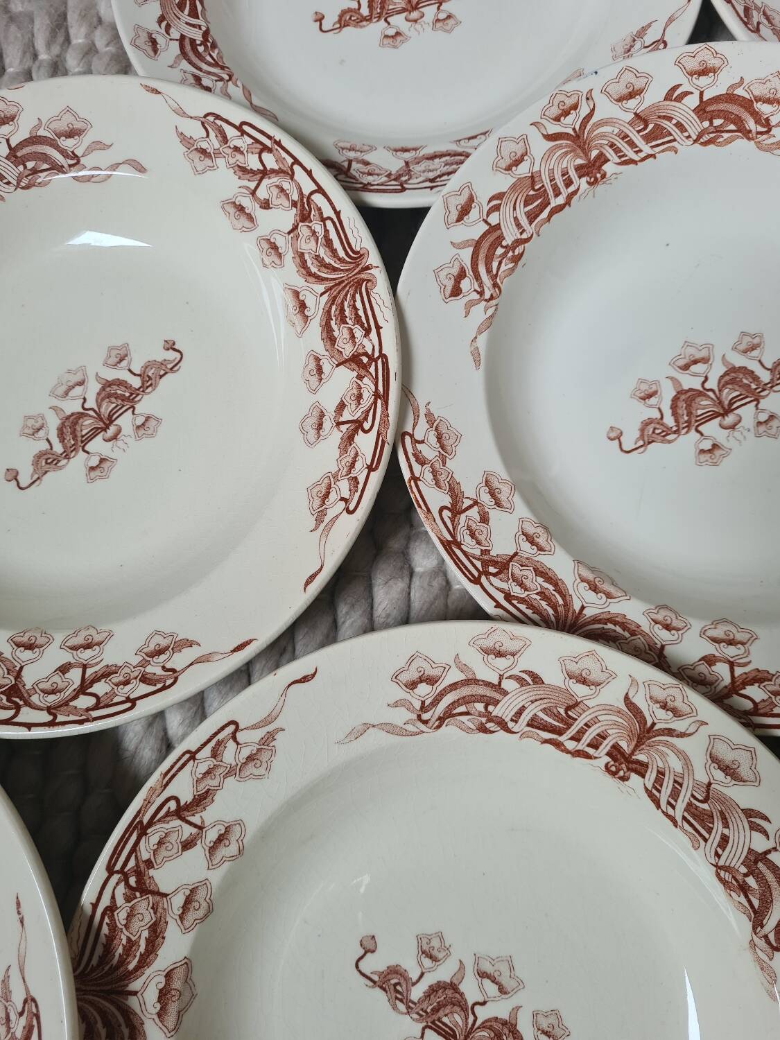 Sarreguemines Iron Earth Soup Plates 1910