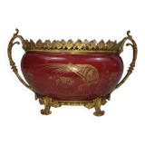 Earthenware and gilded bronze planter