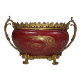 Earthenware and gilded bronze planter