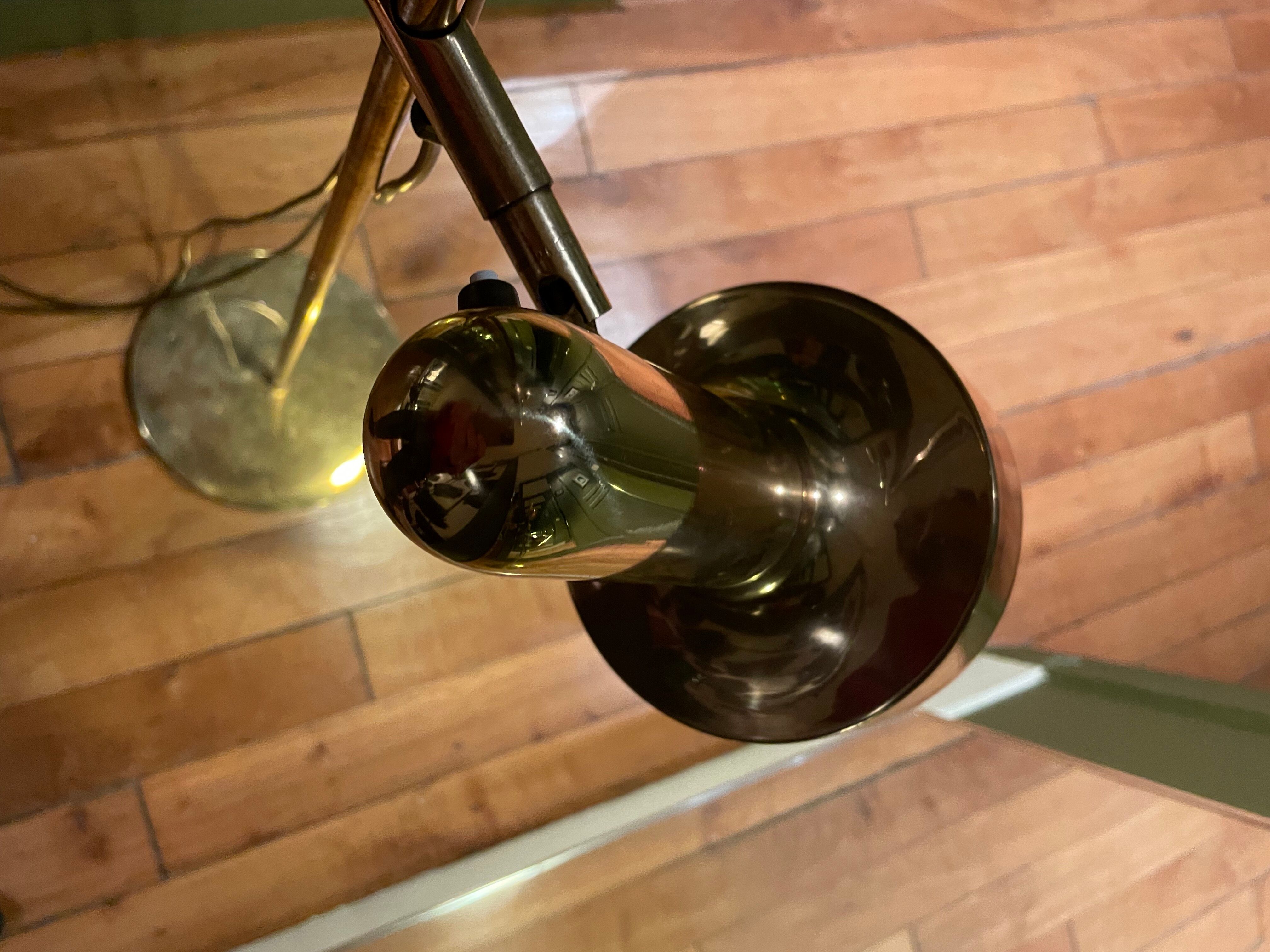 Danish floor lamp 2 height adjustable reflectors in gilded brass TS BELYSNING