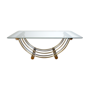 table basse métal chromé et doré belgo Chrom 1970s