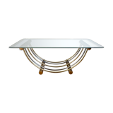 Gold and chrome metal coffee table, Belgo Chrom, 1970s